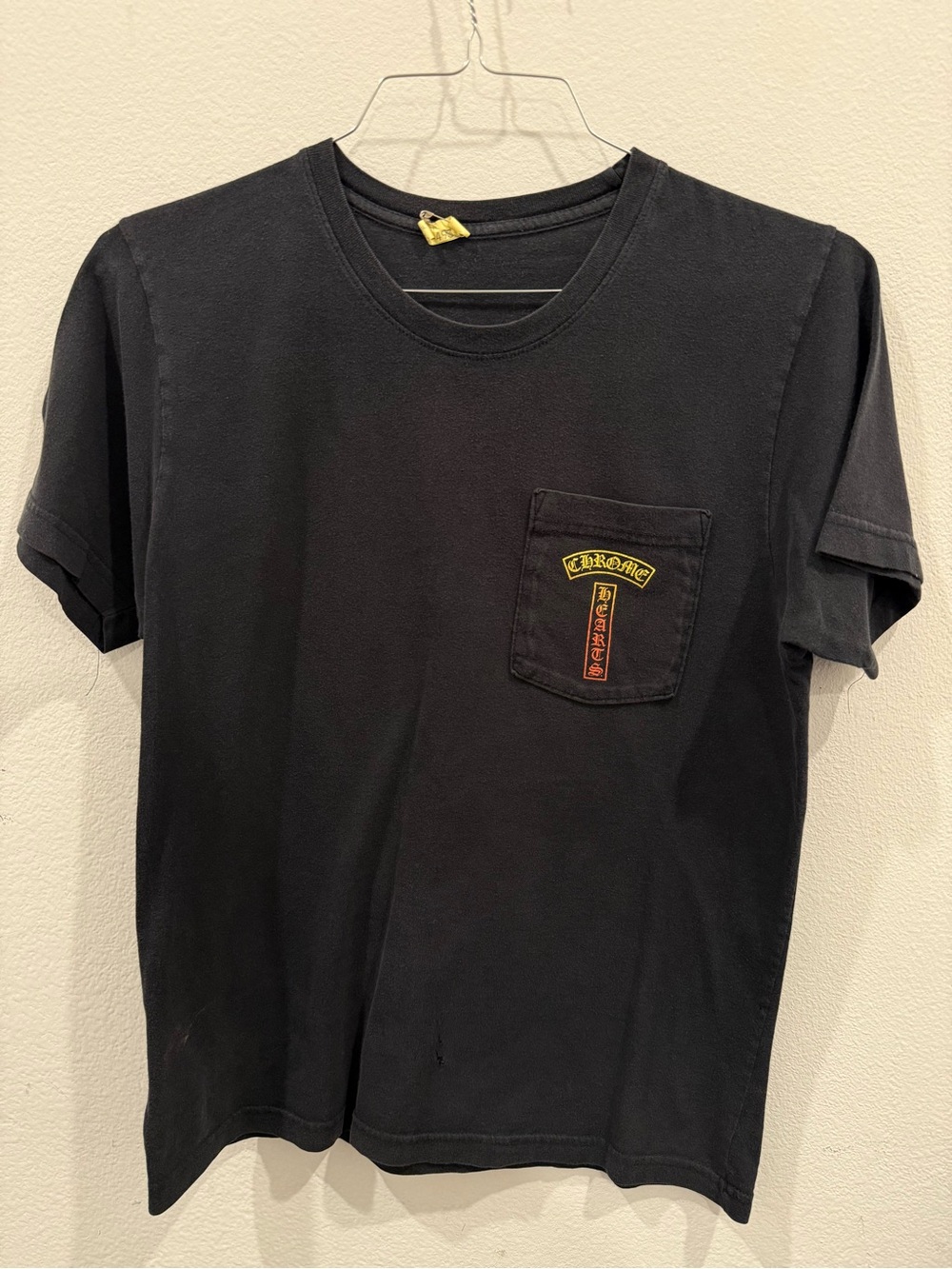 Chrome Hearts Black Graphic Pocket Logo Crew Neck Short Sleeve T-Shirt Men's S